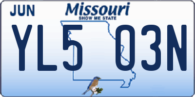 MO license plate YL5O3N