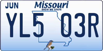 MO license plate YL5O3R