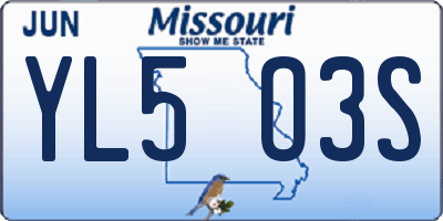 MO license plate YL5O3S