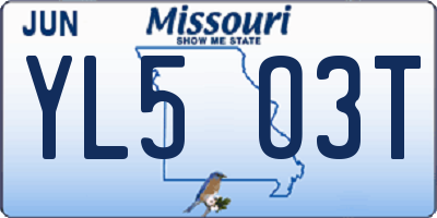 MO license plate YL5O3T