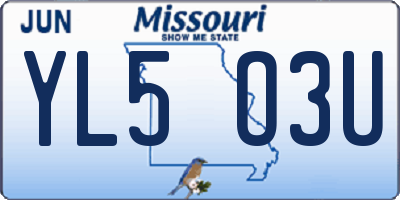 MO license plate YL5O3U