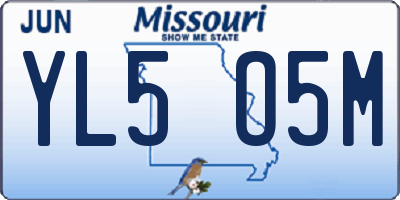 MO license plate YL5O5M