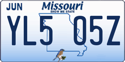 MO license plate YL5O5Z