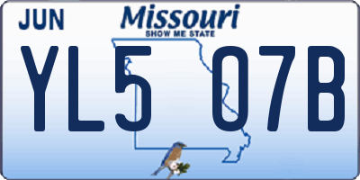 MO license plate YL5O7B