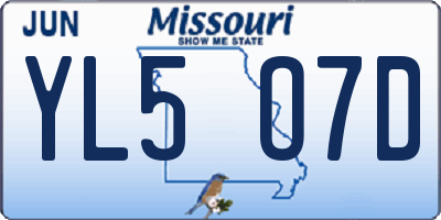 MO license plate YL5O7D