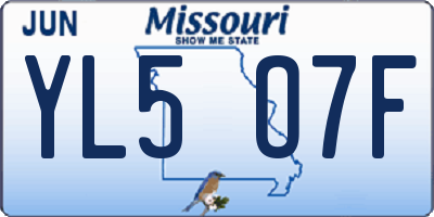 MO license plate YL5O7F