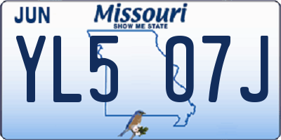 MO license plate YL5O7J