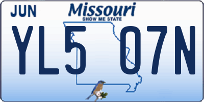 MO license plate YL5O7N