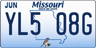MO license plate YL5O8G