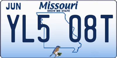 MO license plate YL5O8T