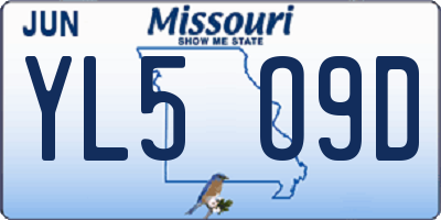 MO license plate YL5O9D