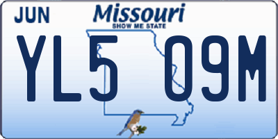 MO license plate YL5O9M