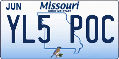 MO license plate YL5P0C