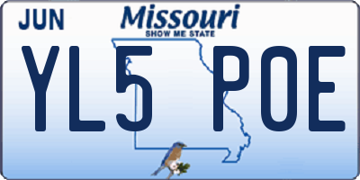 MO license plate YL5P0E
