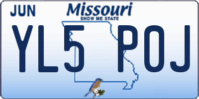 MO license plate YL5P0J