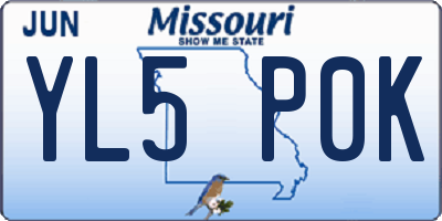 MO license plate YL5P0K