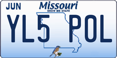 MO license plate YL5P0L