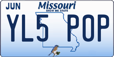 MO license plate YL5P0P