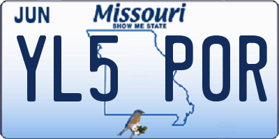 MO license plate YL5P0R