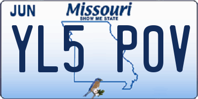 MO license plate YL5P0V