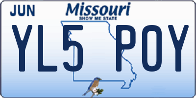 MO license plate YL5P0Y