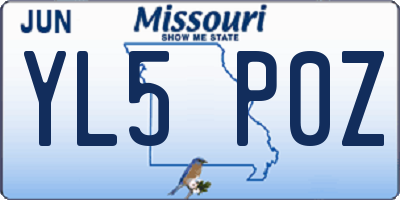 MO license plate YL5P0Z