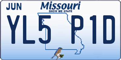 MO license plate YL5P1D