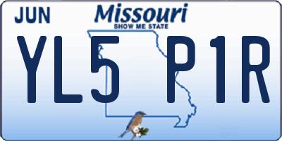 MO license plate YL5P1R