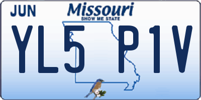MO license plate YL5P1V