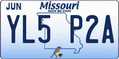 MO license plate YL5P2A