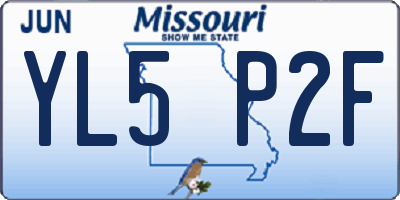 MO license plate YL5P2F