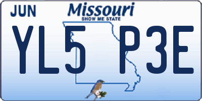 MO license plate YL5P3E