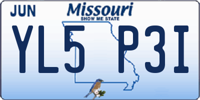 MO license plate YL5P3I