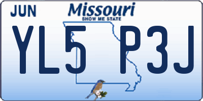 MO license plate YL5P3J