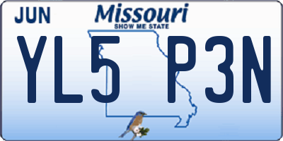 MO license plate YL5P3N