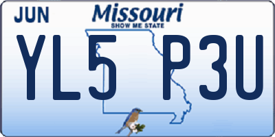 MO license plate YL5P3U