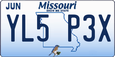MO license plate YL5P3X