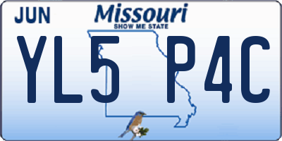 MO license plate YL5P4C