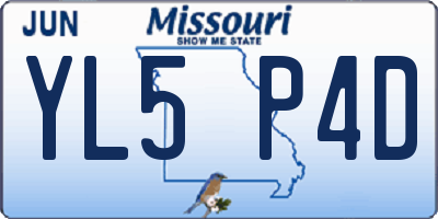 MO license plate YL5P4D