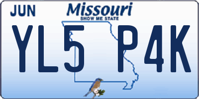 MO license plate YL5P4K