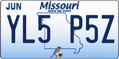 MO license plate YL5P5Z