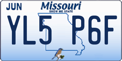 MO license plate YL5P6F