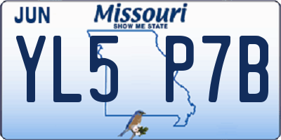 MO license plate YL5P7B