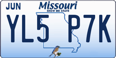 MO license plate YL5P7K
