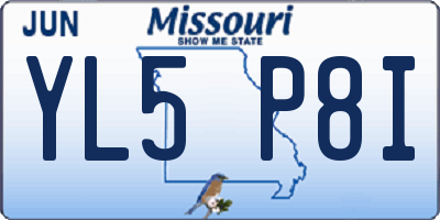 MO license plate YL5P8I