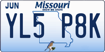 MO license plate YL5P8K
