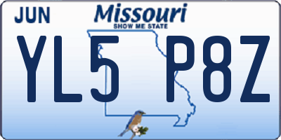 MO license plate YL5P8Z