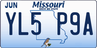 MO license plate YL5P9A