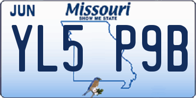 MO license plate YL5P9B