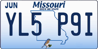 MO license plate YL5P9I